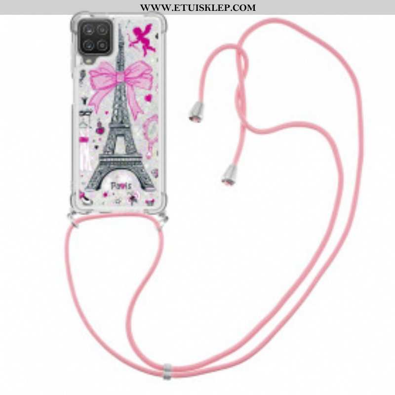 Etui do Samsung Galaxy M12 / A12 ze Sznurkiem Na Cordon Eiffel Tower